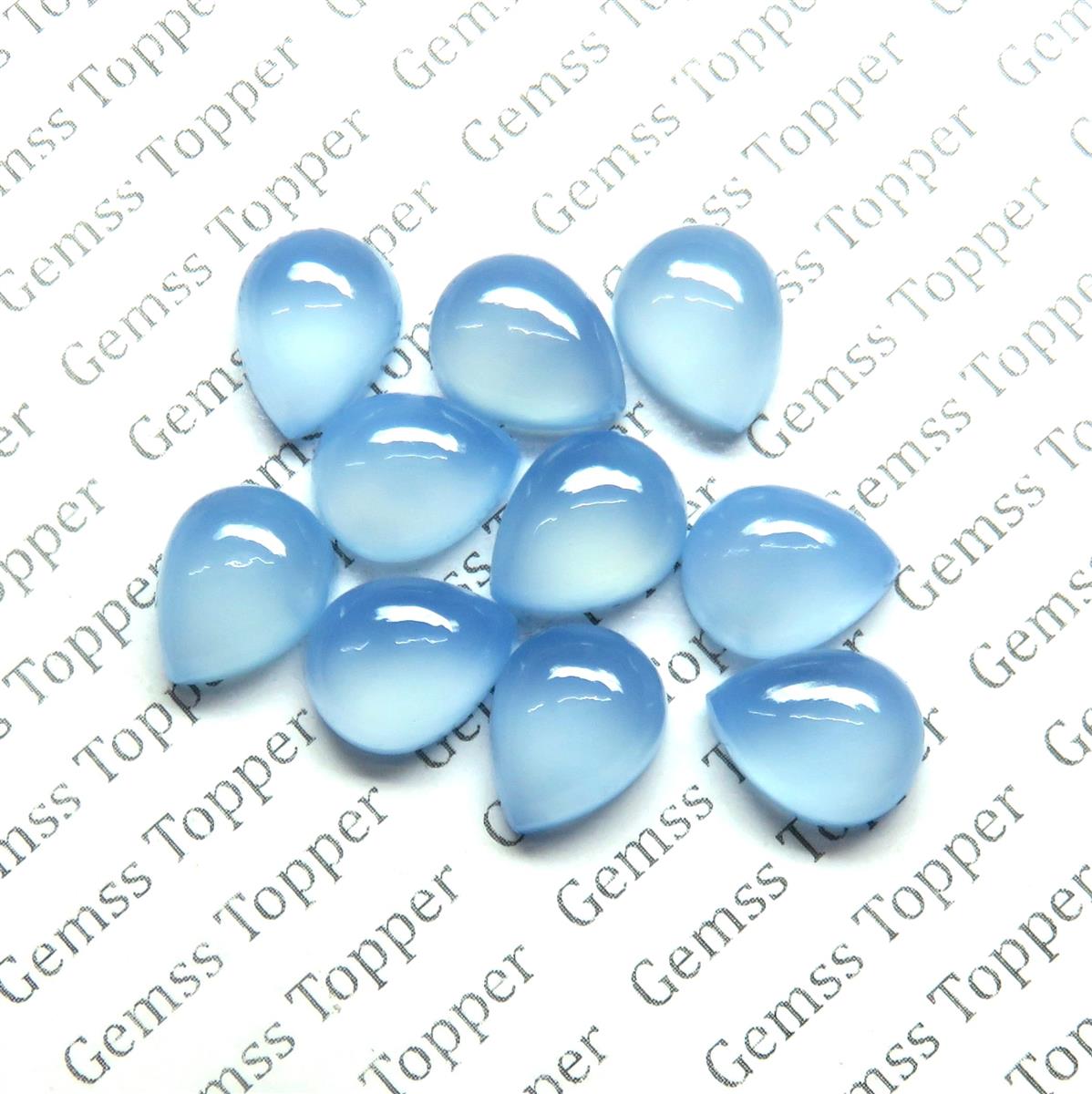 Turkish Blue Chalcedony 6x9 mm Pear Cabochon